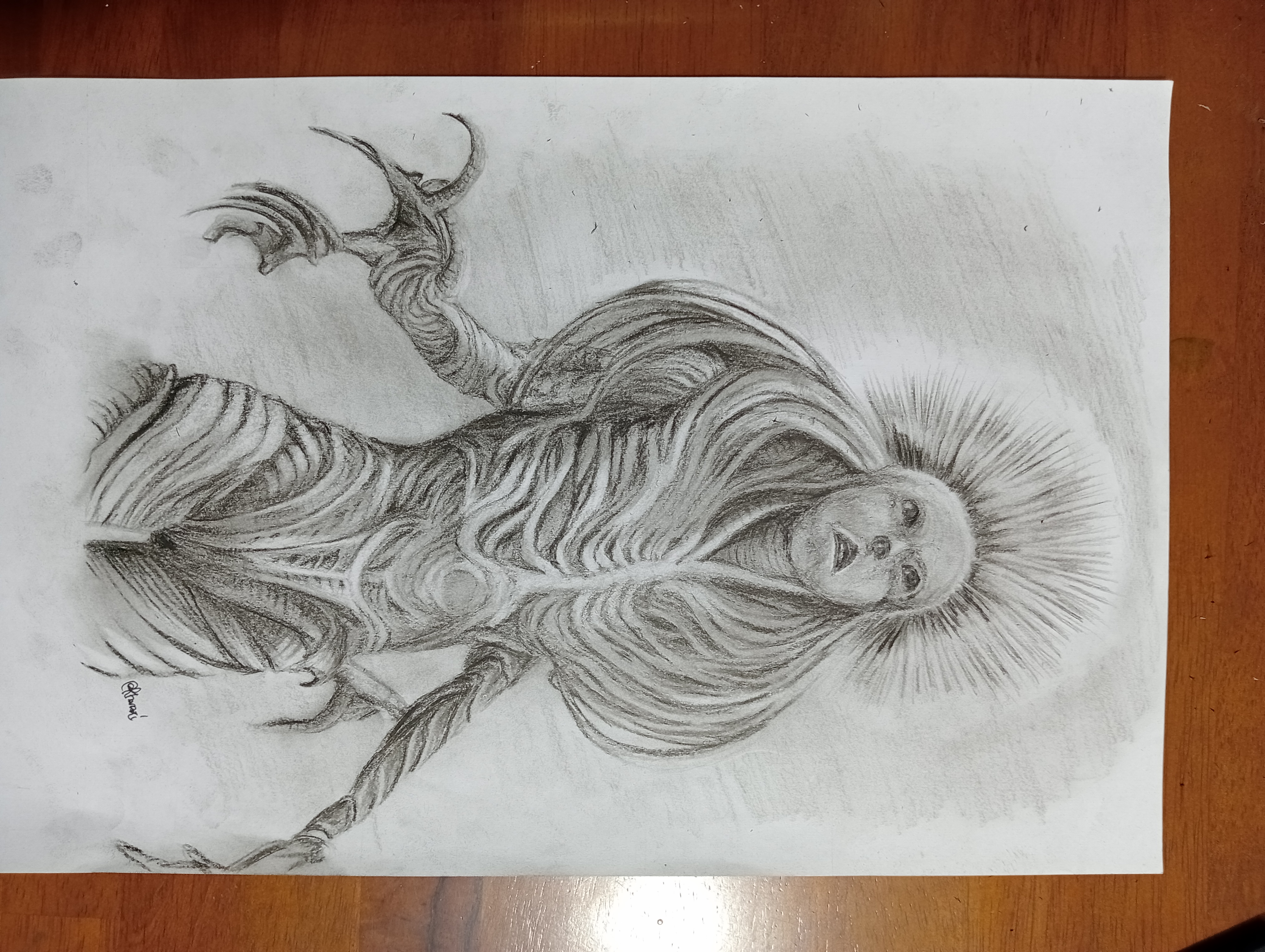 The alien lady - My original artwork (Charcoal pencil) — Hive