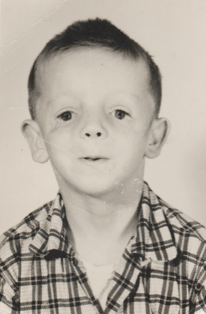 1955 - Don Rasp Arnold, school photo, black and white, estimated year, he must have been under ten years of age.png
