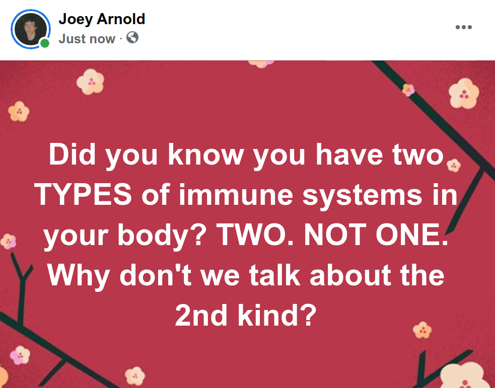 Screenshot at 2021-12-04 13:05:54 Did you know you have two TYPES of immune systems in your body? TWO. NOT ONE. Why don't we talk about the 2nd kind?.png