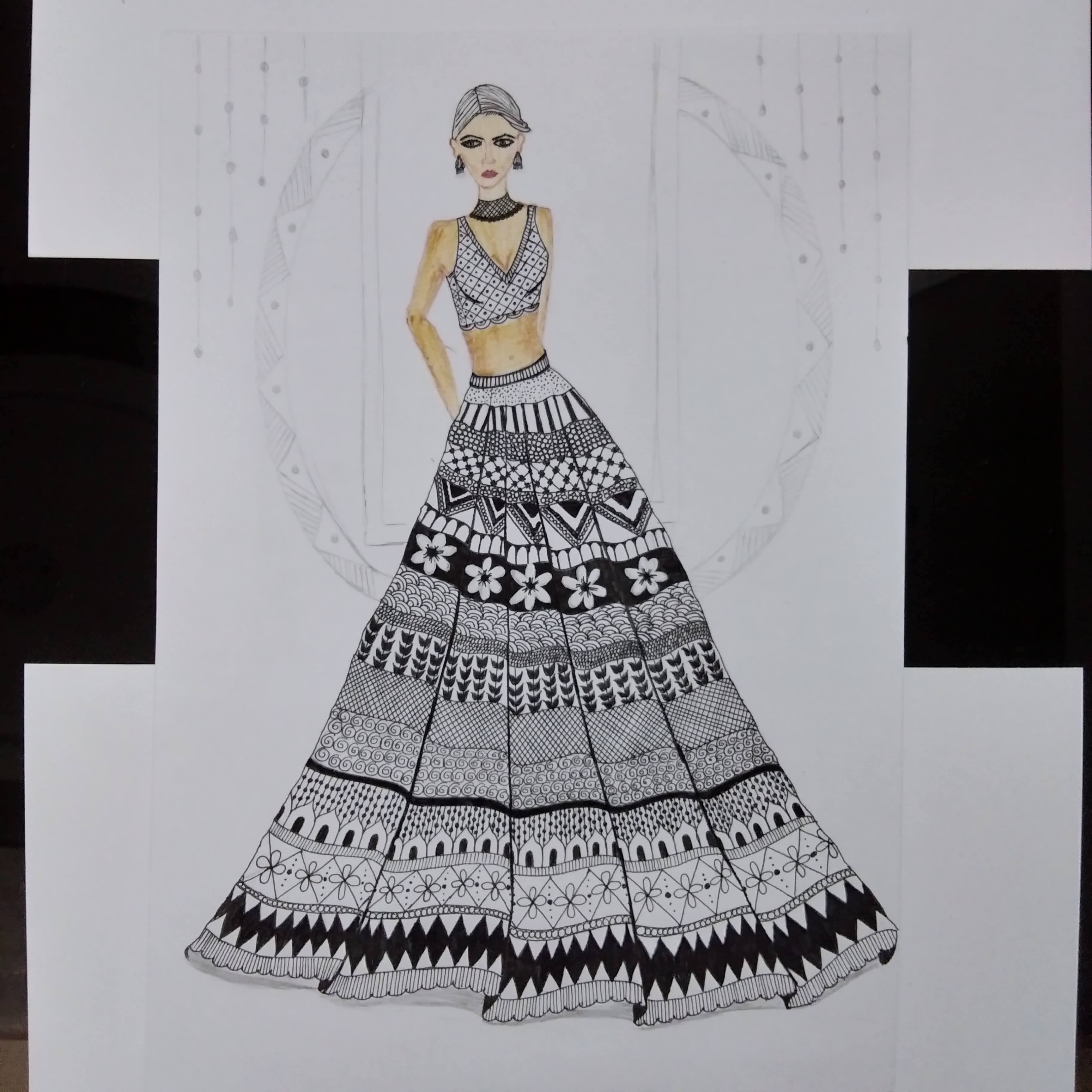 Process fashion illustration, lehenga style 🎨 #lehenga #fashionillust... |  TikTok