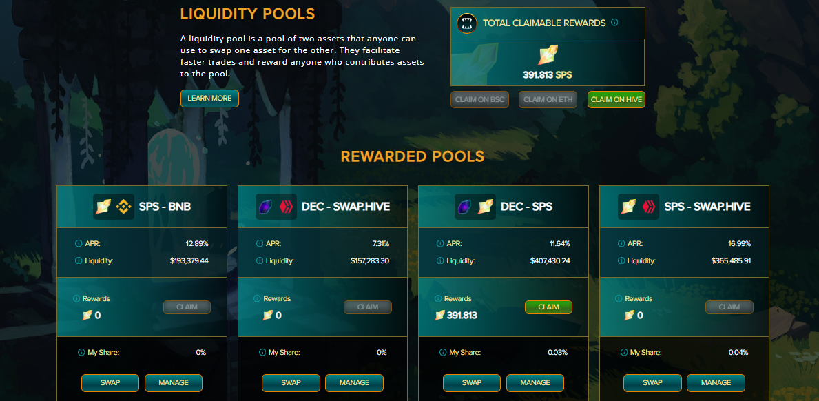 SPLINTERLANDS - STAKED SOME SPS TO INCREASE COLONY REWARDS | CLAIMING SPS LIQUIDITY POOLS REWARDS