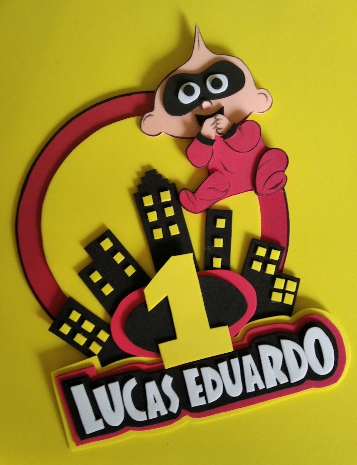 ESP - ENG] TOPPER PARA PASTEL TEMÁTICA DE LOS INCREIBLES JACK JACK EN FOAMI  O GOMA EVA - THE INCREDIBLE JACK JACK THEMED CAKE TOPPER IN FOAMI OR EVA —  Hive