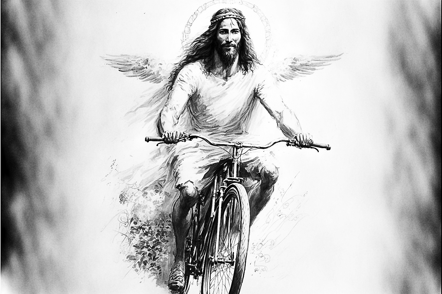 FloorSweeper_Jesus_Christ_with_long_hair_riding_a_bisycle_full-_97a40506-de57-43ad-a720-169e55c987ec.png