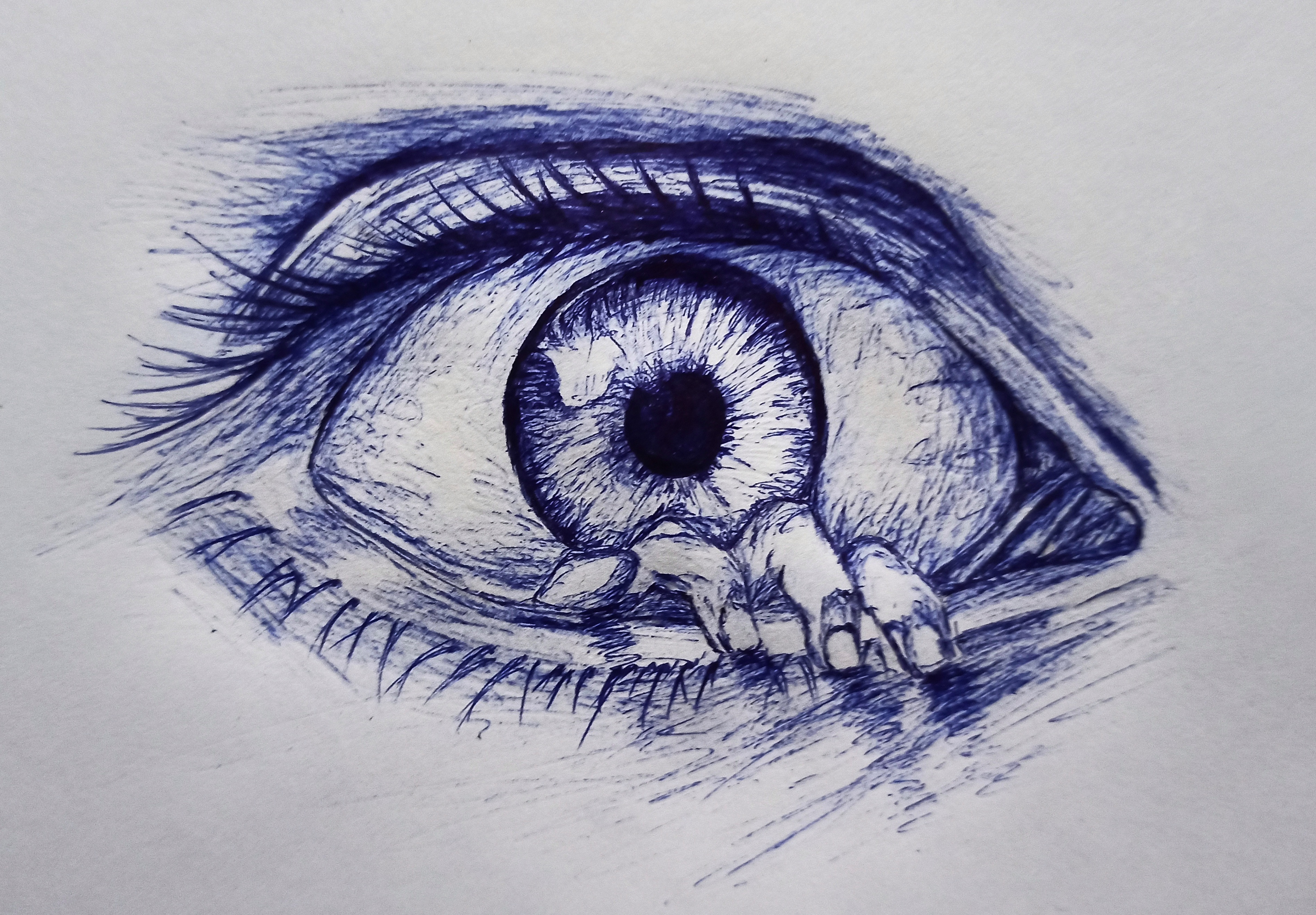 Beautiful eye drawing done with ballpoint pen  9GAG