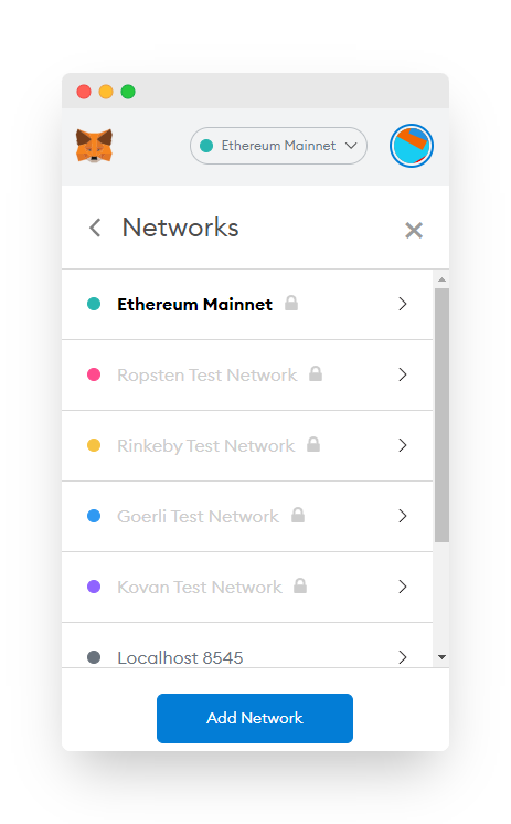 "Add Network" button.