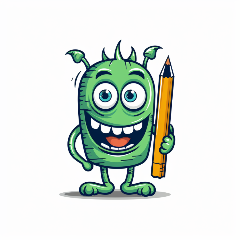 kosmos_90_2d_smiling_monster_with_pen_in_hand_simple_logo_25027880-6ced-48a3-a108-62fa6e0b2ddb.png
