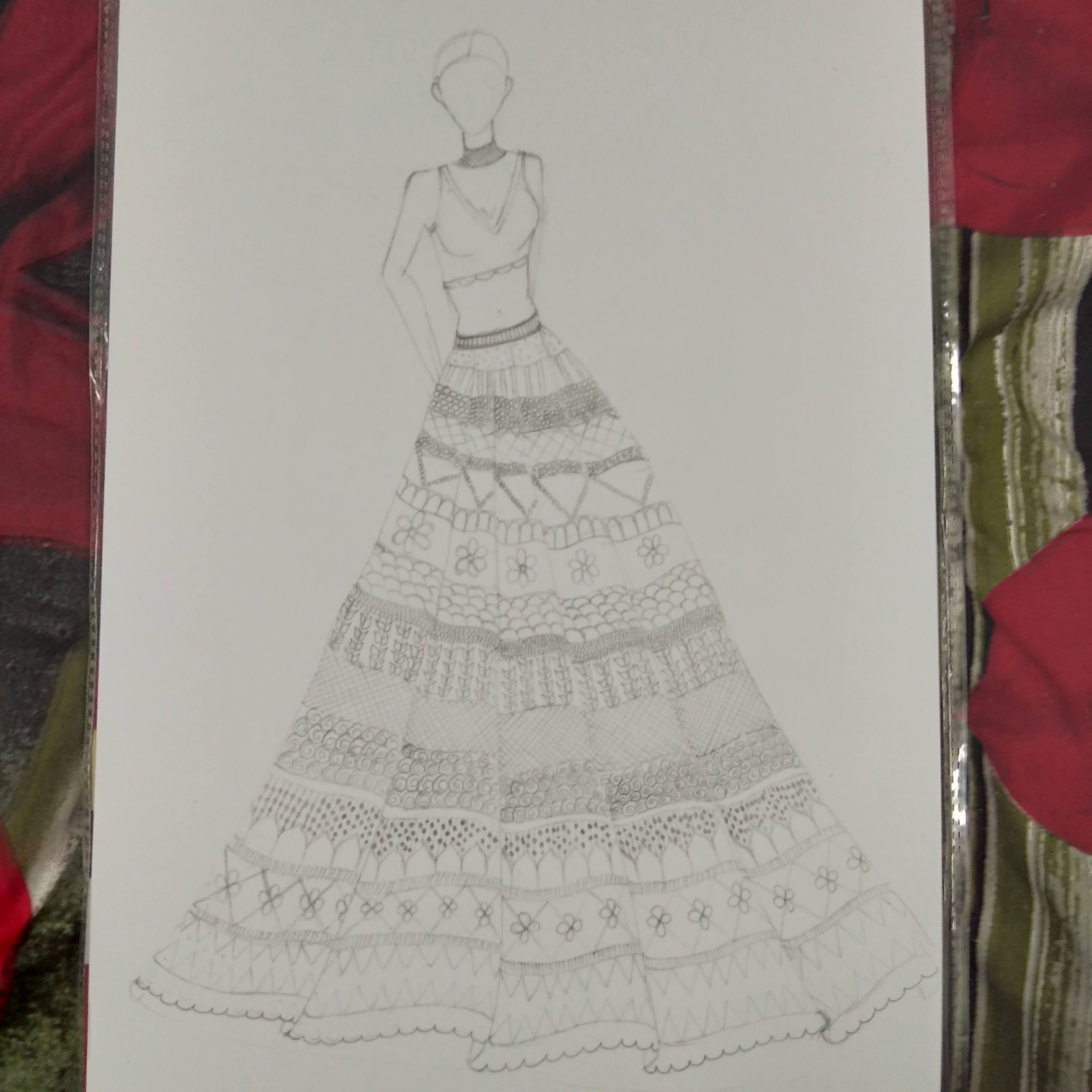 Illustration of Red bridal lehenga made in Photoshop | Fashion figure  drawing, Bridal lehenga red, Red lehenga