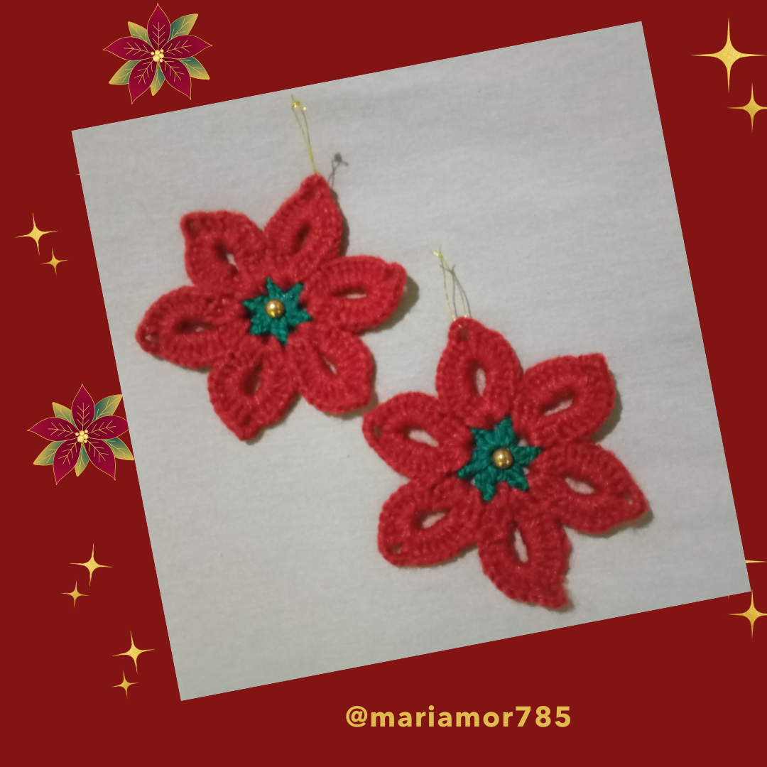 cómo tejer linda flor Navideña a Crochet (3).png