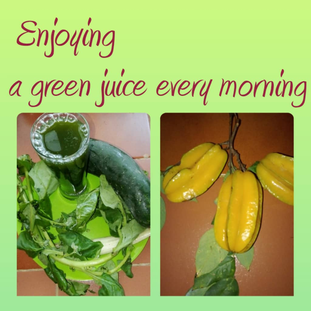Disfrutando cada mañana de un jugo verde|Enjoying a green juice every morning