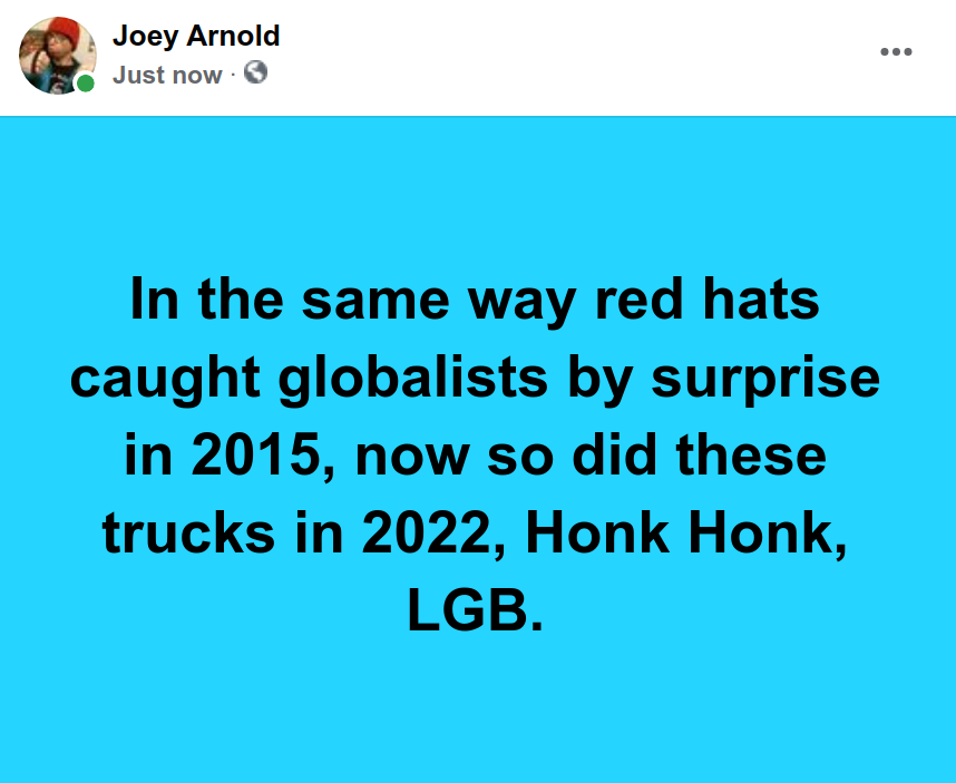 Screenshot at 2022-02-17 13:16:44 In the same way red hats caught globalists by surprise in 2015, now so did these trucks in 2022, Honk Honk, LGB.png