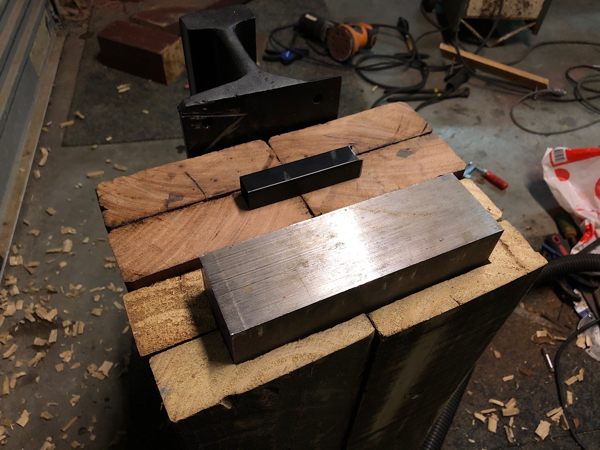 Tool steel anvil installed