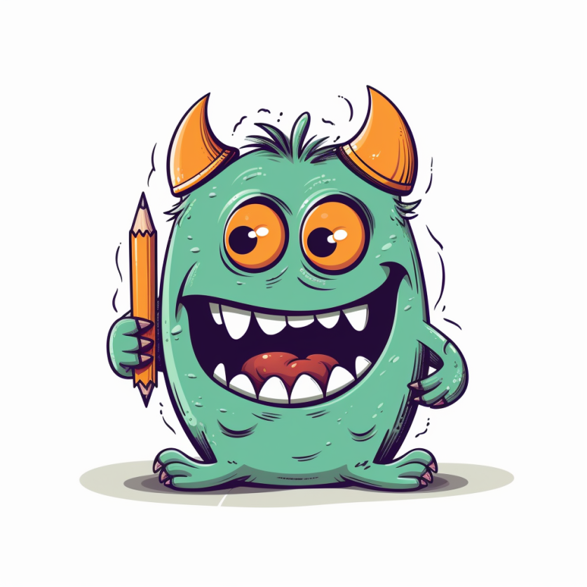 kosmos_90_2d_smiling_monster_with_pen_in_hand_simple_logo_9fb71261-e5c3-447b-9939-133473f23403.png
