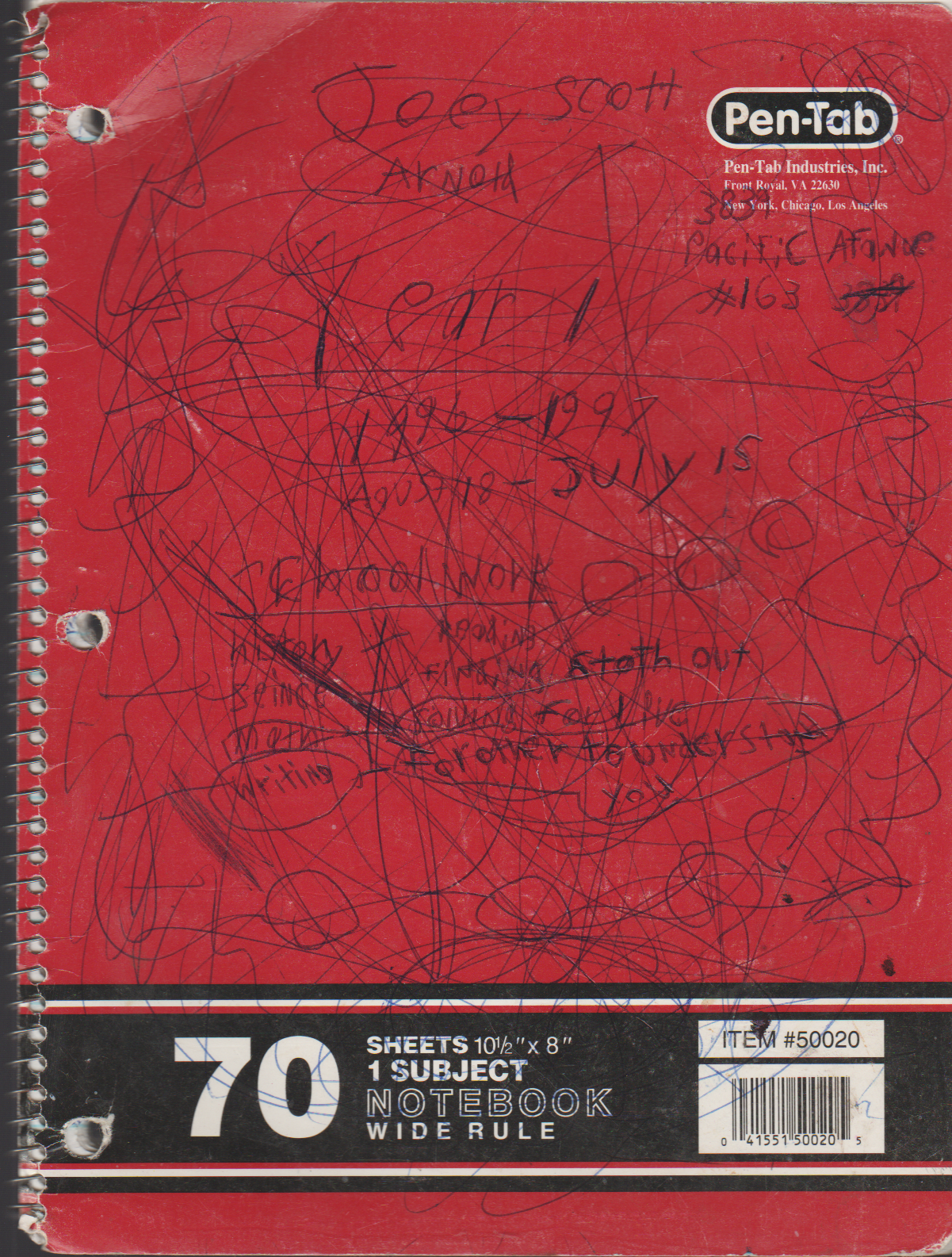 1996-08-18 - Saturday - 11 yr old Joey Arnold's School Book, dates through to 1998 apx, mostly 96, Writings, Drawings, Etc-001.png