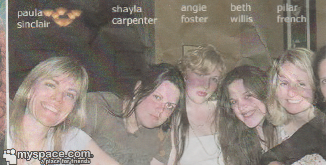 2000s - MySpace banner - place for friends - random women, girls - Sinclair, Carpenter, Willis, French.png