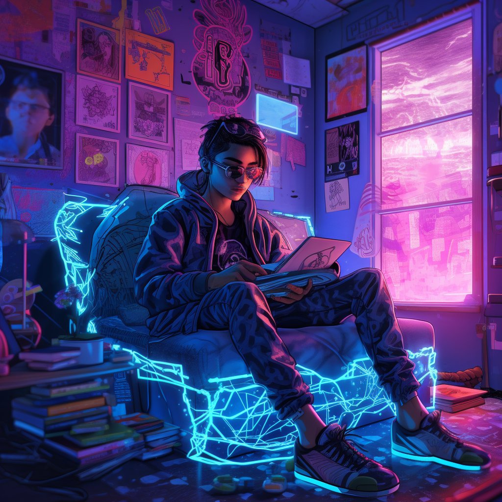 ryosai_cyberpunk_neon_futuristic_teenager_sitting_on_bed_in_roo_4268657d-2b6e-4470-9a20-44a0efbb316d.png