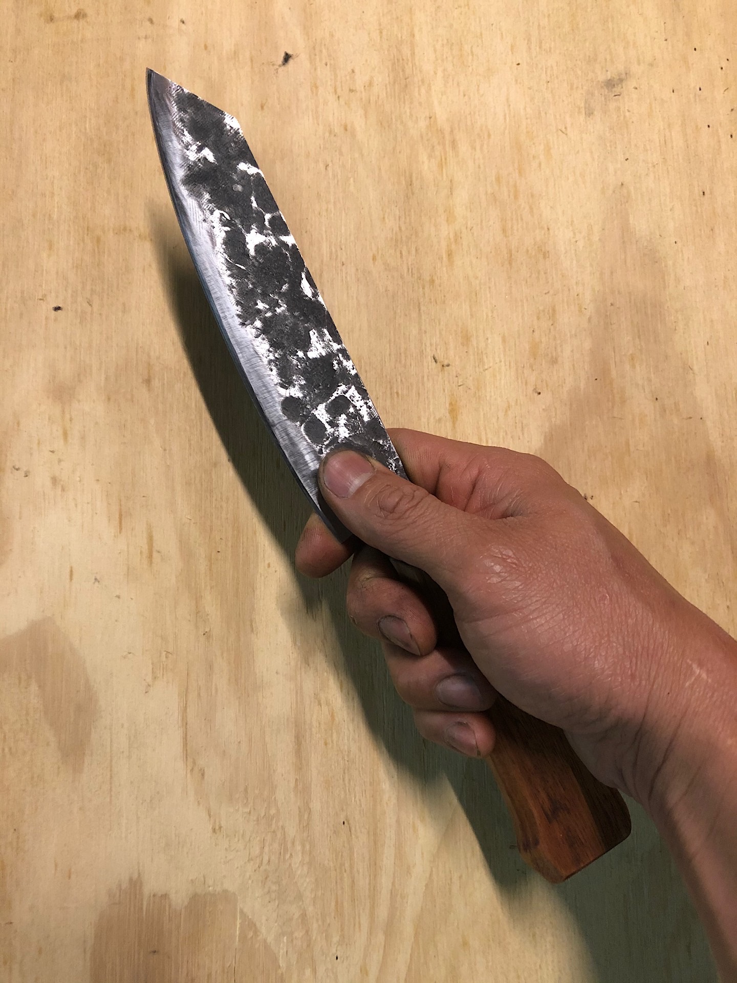 Holding my DIY chef's knife