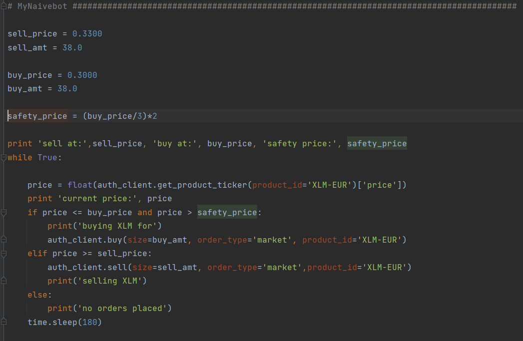  Python implementation of a simple trading bot