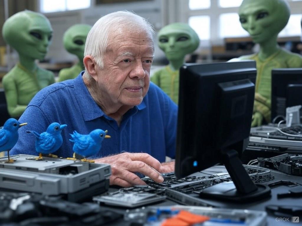 Grok Aliens Jimmy Carter Computers Twitter X blue birds Untitled.jpeg