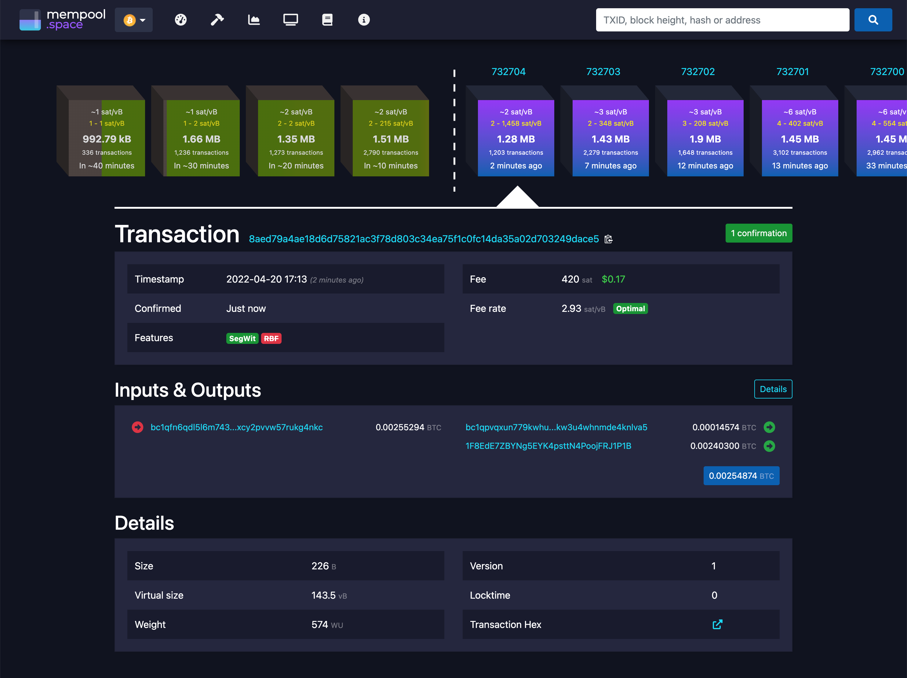 MempoolSpace transaction