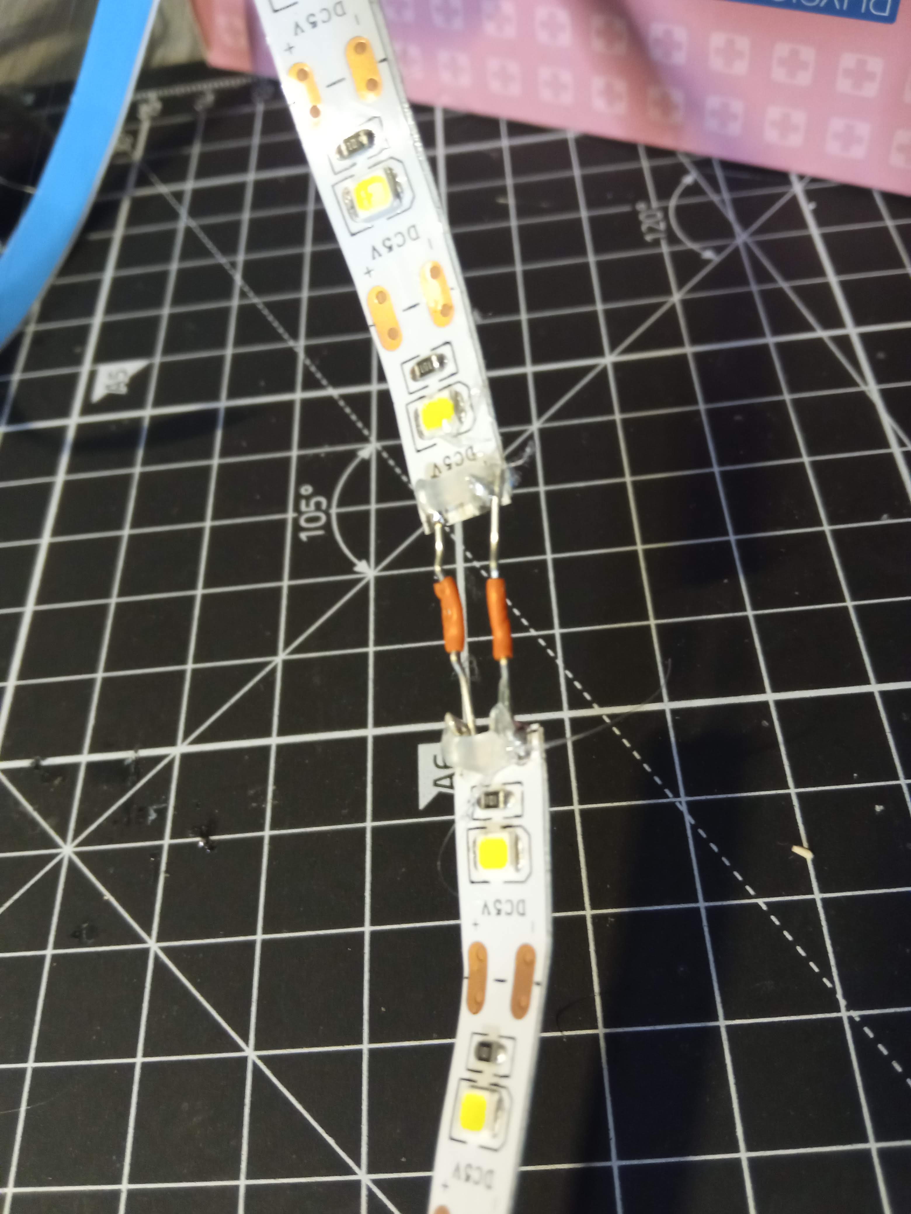 Soldered LED strip (with hot glue