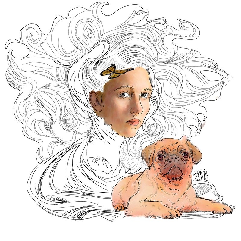 LadywithpugsketchONEBSketchforhive1Small.jpg