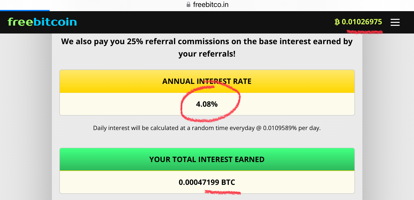 Earn 4.08 % Interest on your Bitcoin at FreeBitco.in