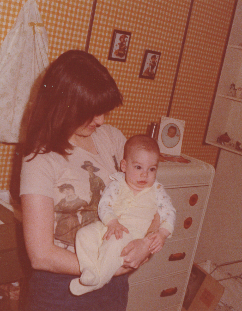 1976-05 - Karen Williams with her first son, her firstborn, Nathan, rainbow, rectangle shape photos, not sure which month or where, 4pics-1.png