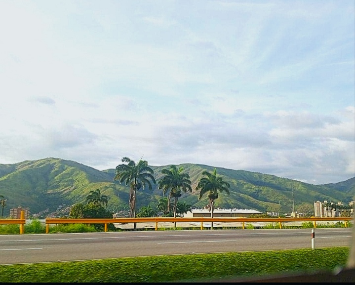 Photographing mountain scenery, on the way to town