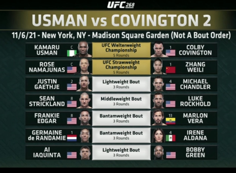 UFC 268 fight cards