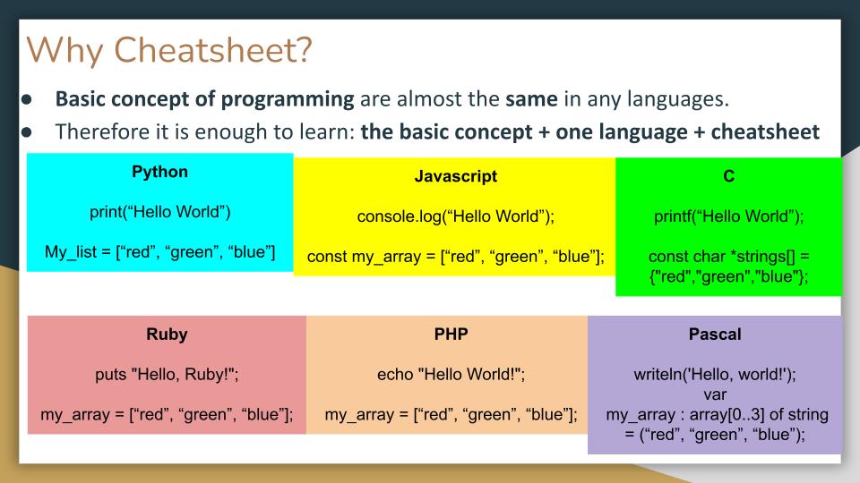 Why cheatsheet for programming languages?