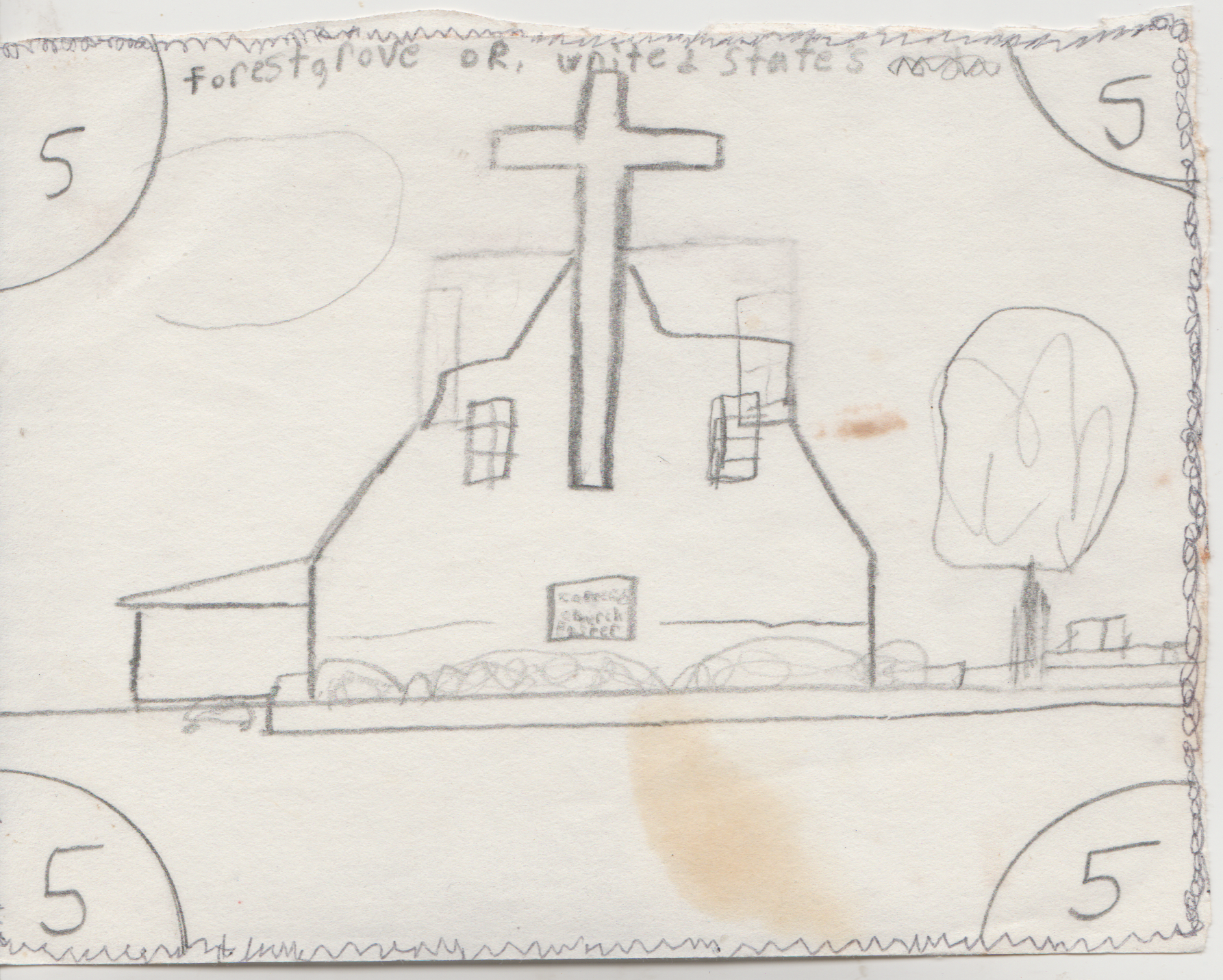 1998-10-15 - Thursday - Joey Money - 5-dollar bill, Community Baptist Church of Cornelius, 1pic.png