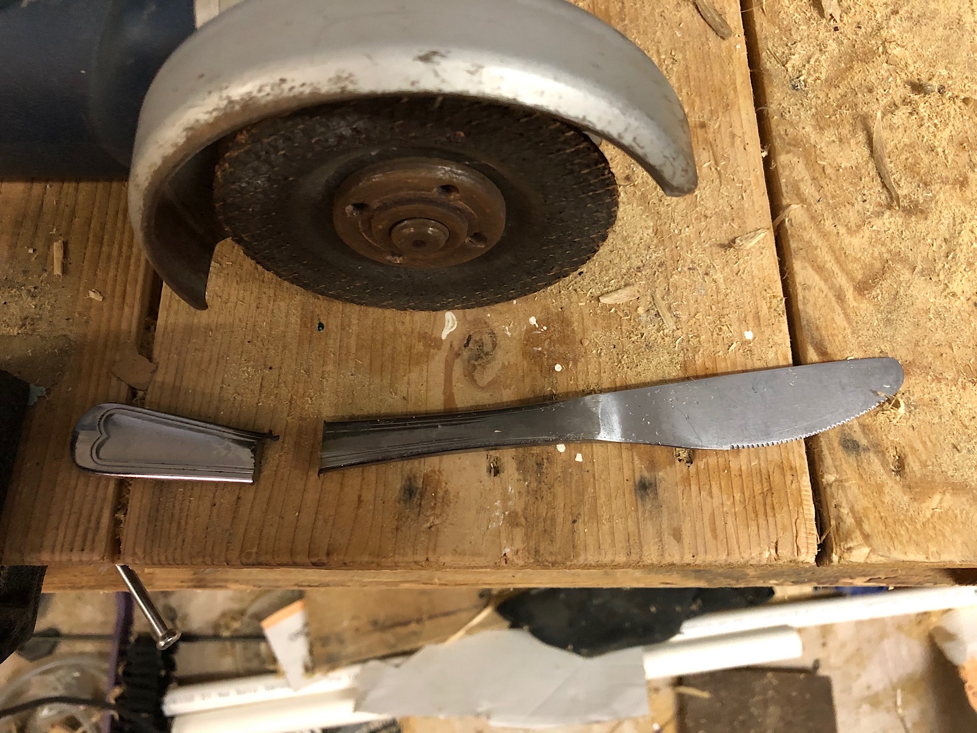 Shortening a butter knife handle