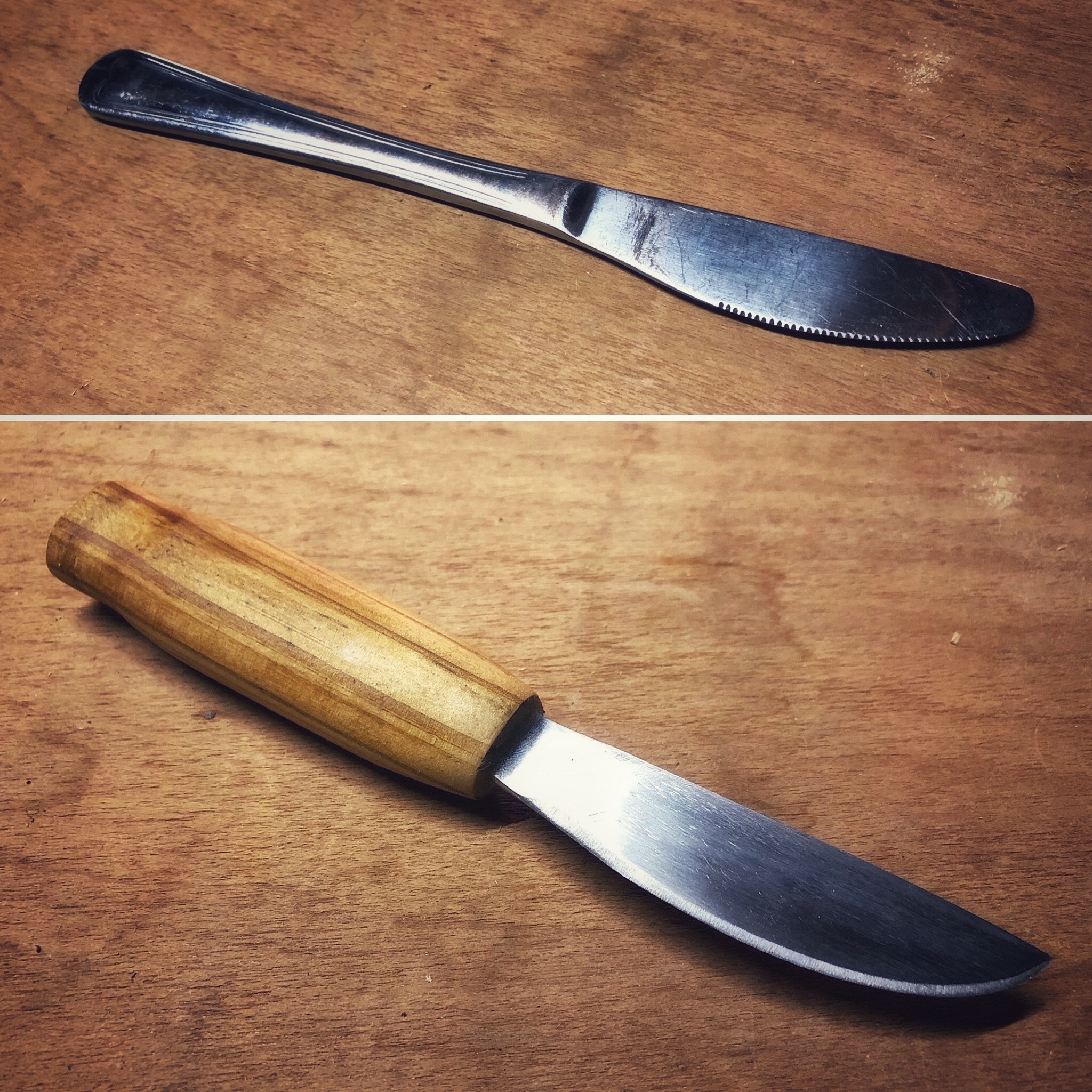 Turning a butter knife into a camping knife