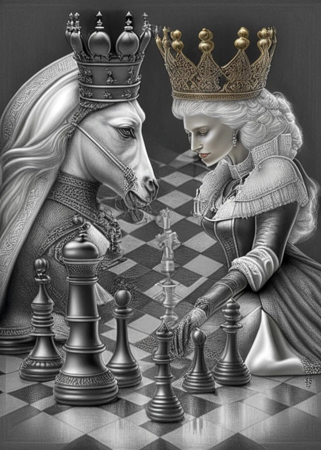 Classic Chess (King, Queen, Checkmate). Art Print by Happy go ella