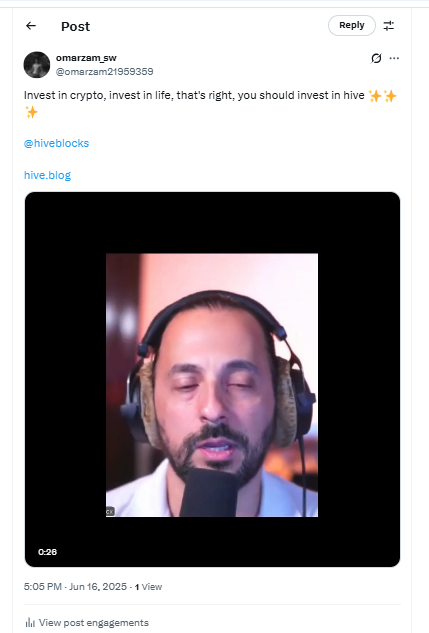(1) omarzam_sw on X_ Invest in crypto, invest in life, that's right, you should invest in hive ✨✨✨ hiveblocks https___t.co_SuPEs5NlA8 https___t.co_juTiZwTfdc _ X - Google Chrome 16_06_2025 5_12_41 p. m..png