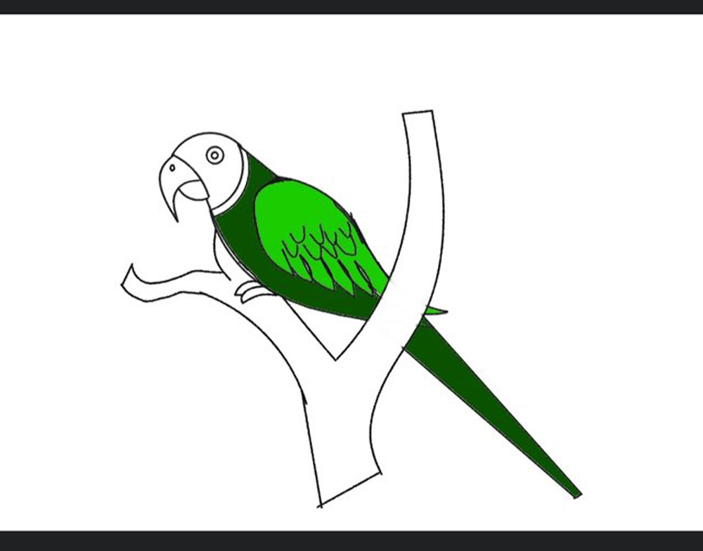 Draw a Green parrot flying out of i... - OpenDream