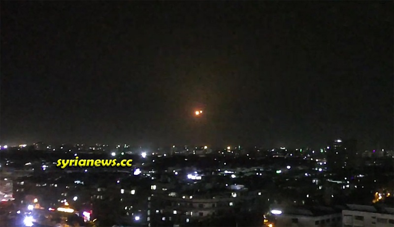 SAA air defense shoot down incoming Israeli missiles over Damascus.jpg