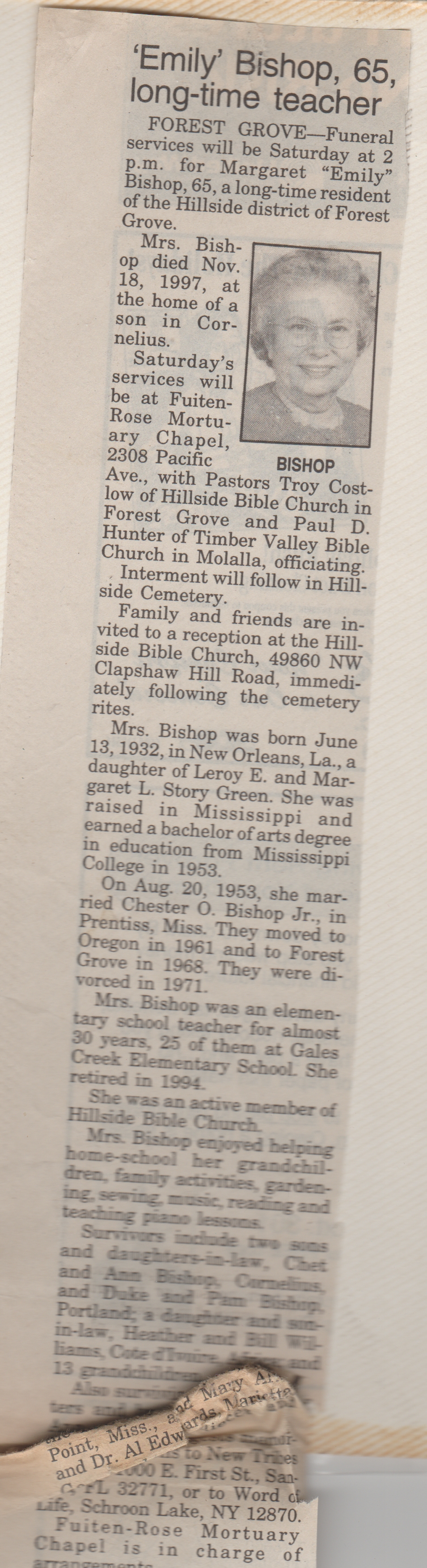 1997-11-18 - Teacher Emily Margaret Bishop died at 65 at Chet's in Cornelius, OR.jpg