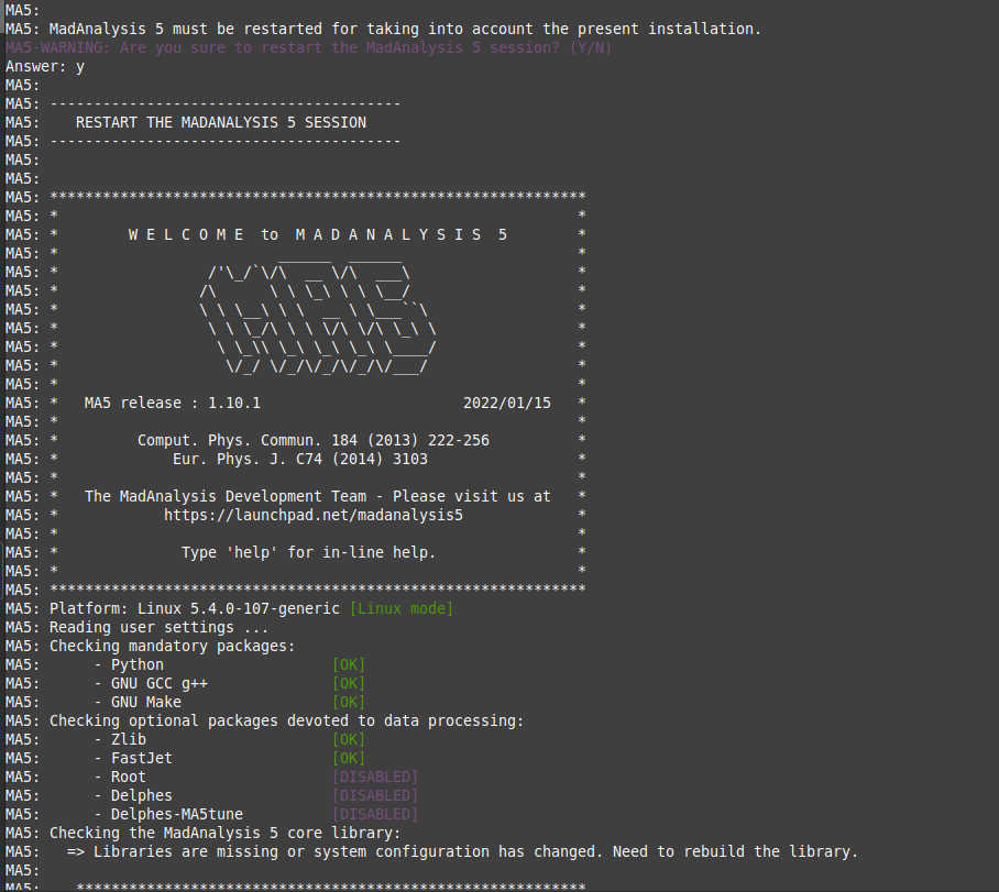 Installed zlib and fastjet