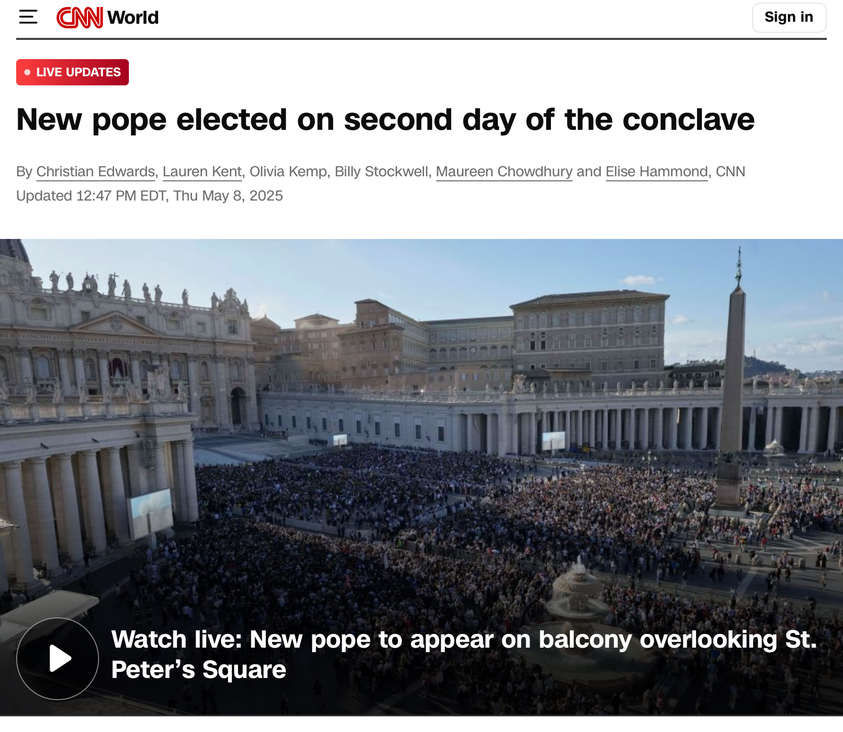 A new Pope has been Chosen