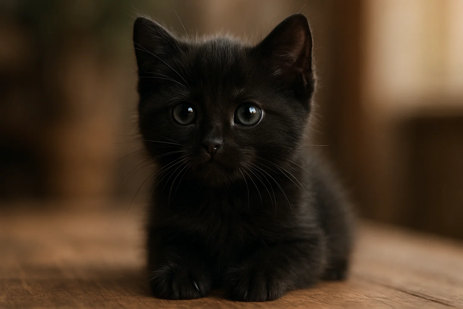 AI generated sweet little black kitten