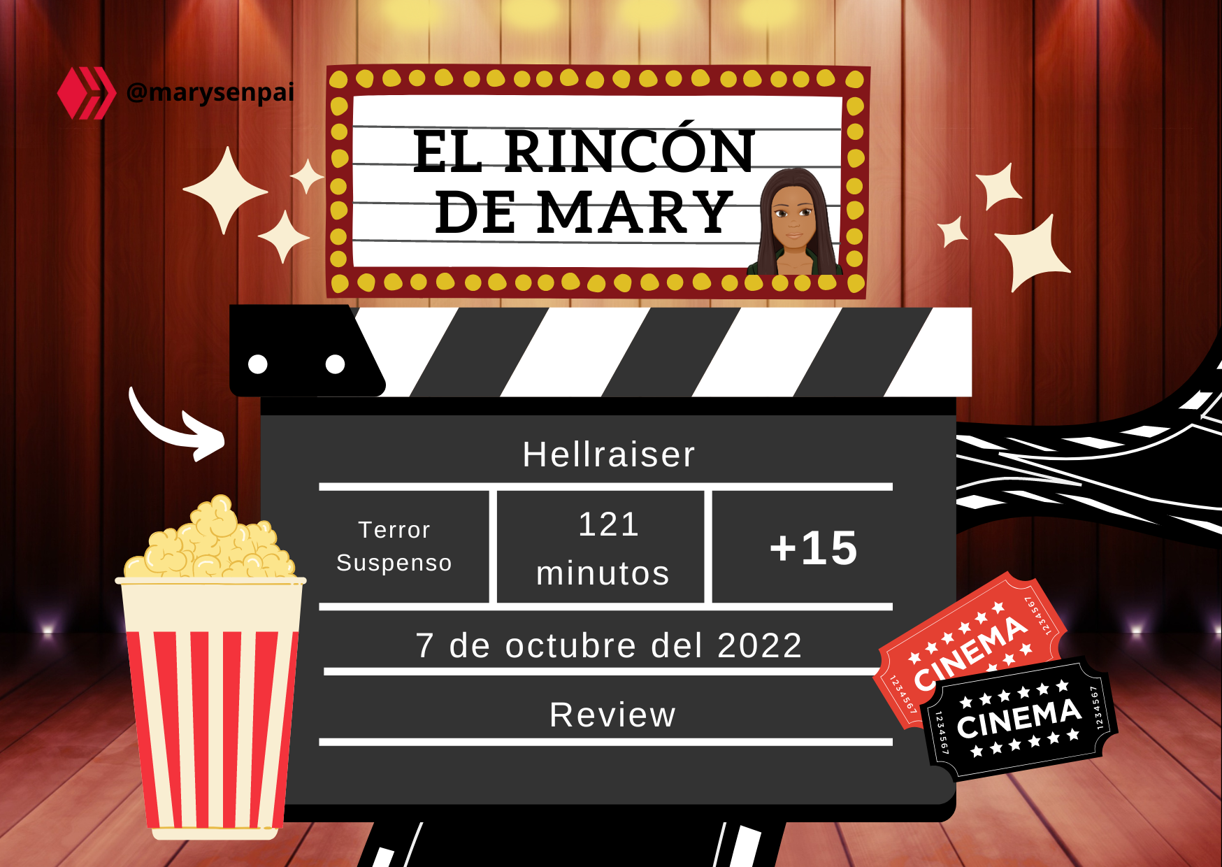 Invitación Noche de Películas Animada Cine Negro y Rojo.png