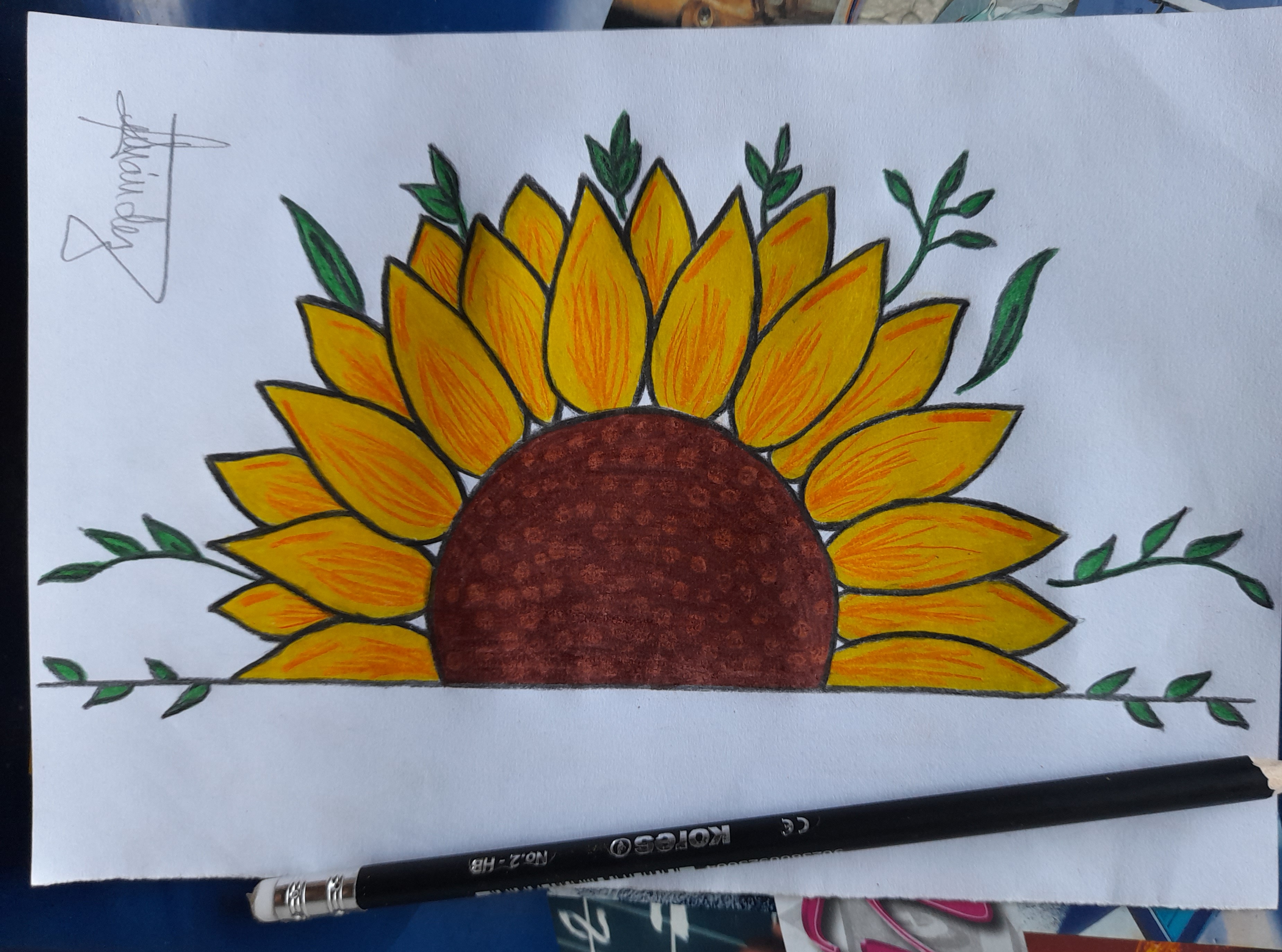 ✍??? Pencil drawing of a sunflower ? || ✍??? Dibujo a lápiz de un  girasol ? | PeakD