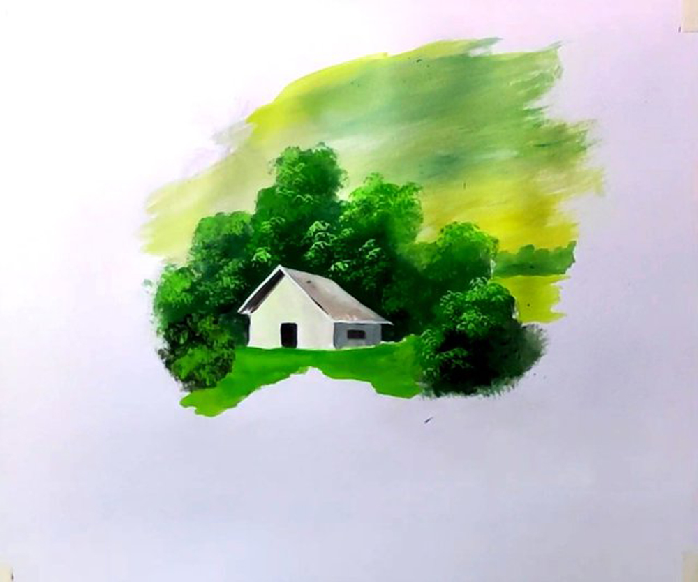 House drawing easy with oil pastel | How to draw a house | Village house  drawing - YouTube
