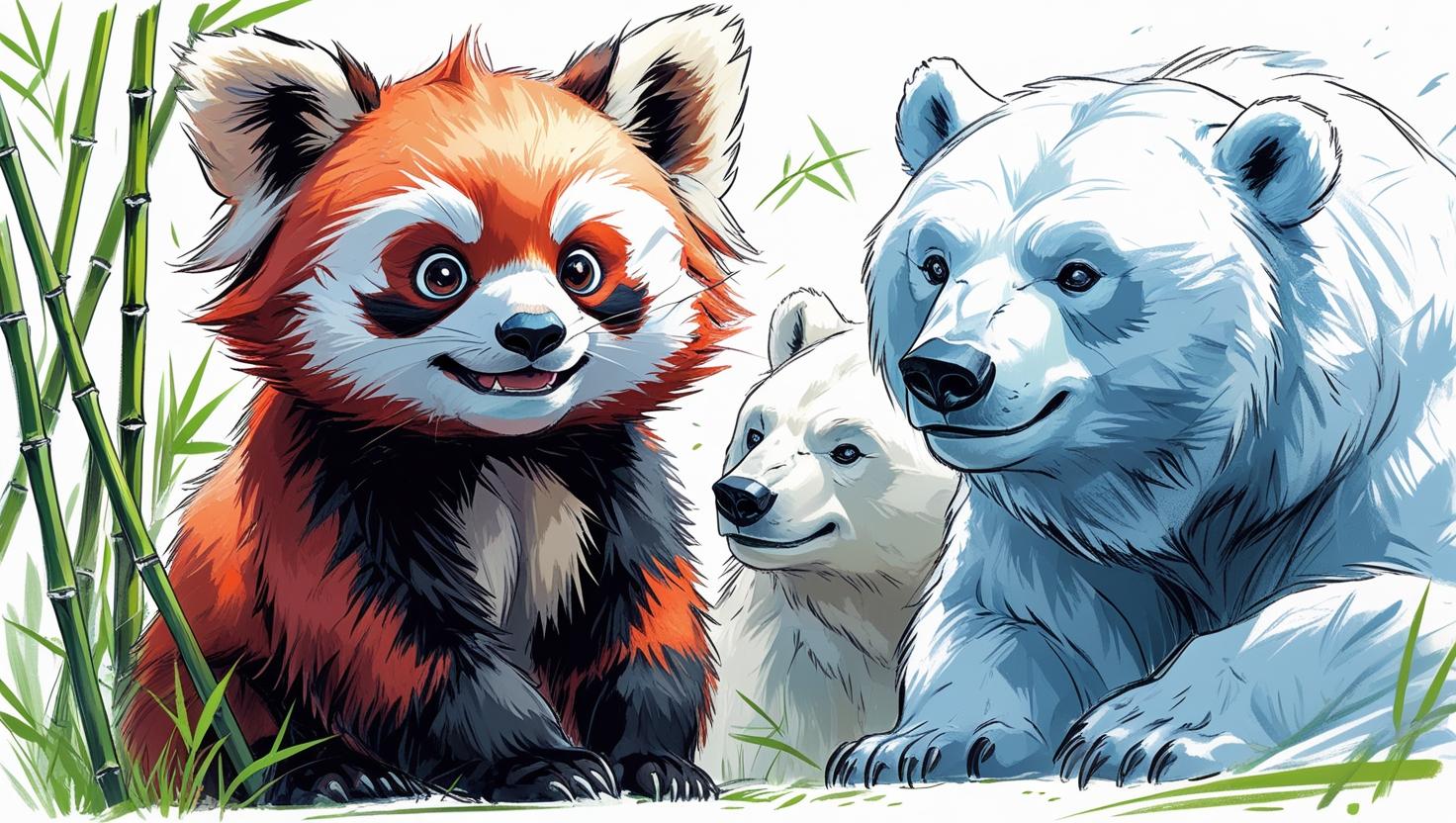 Oso panda rojo tierno con dos osos polares estilo anime _20250520_233424_0000.jpg