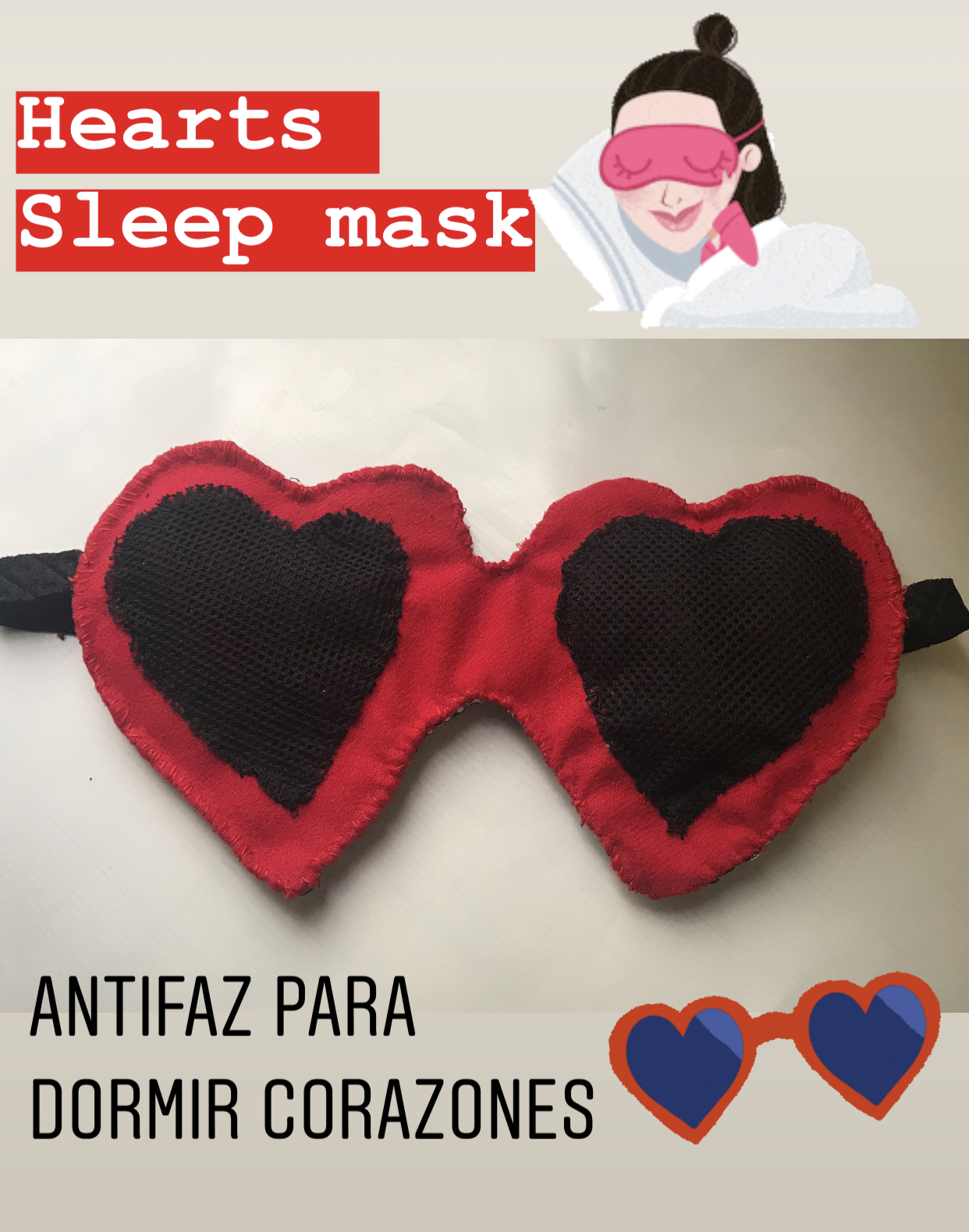 Antifaz dormir corazones, Complementos y accesorios de mujer