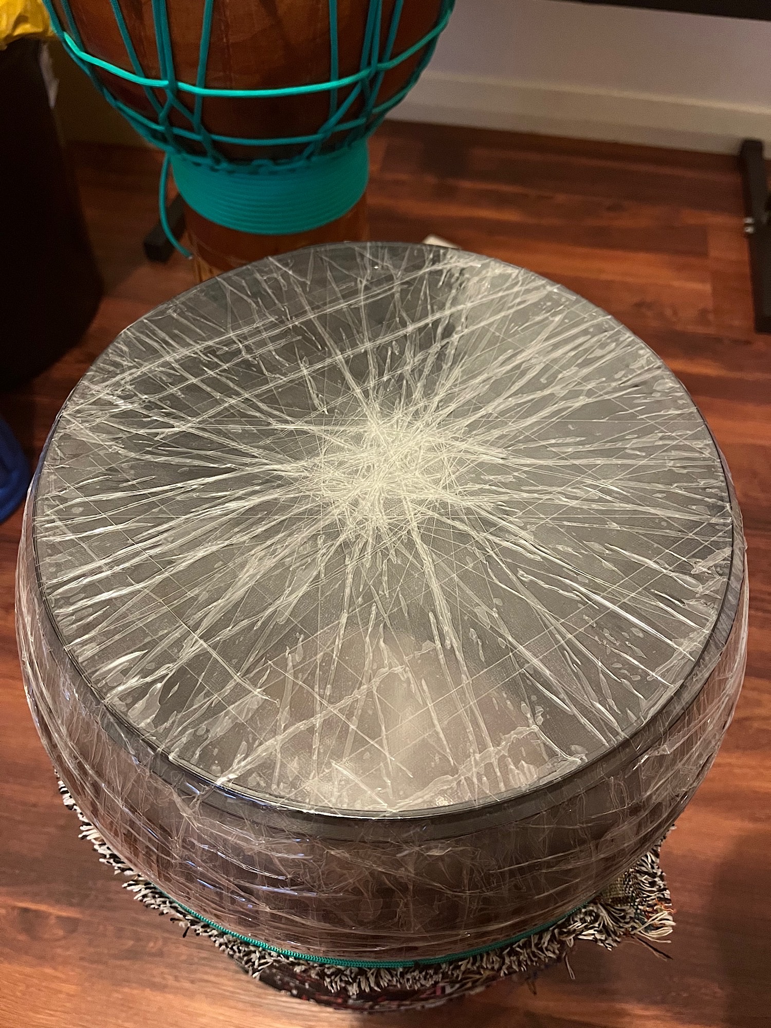 Packing tape drum skin