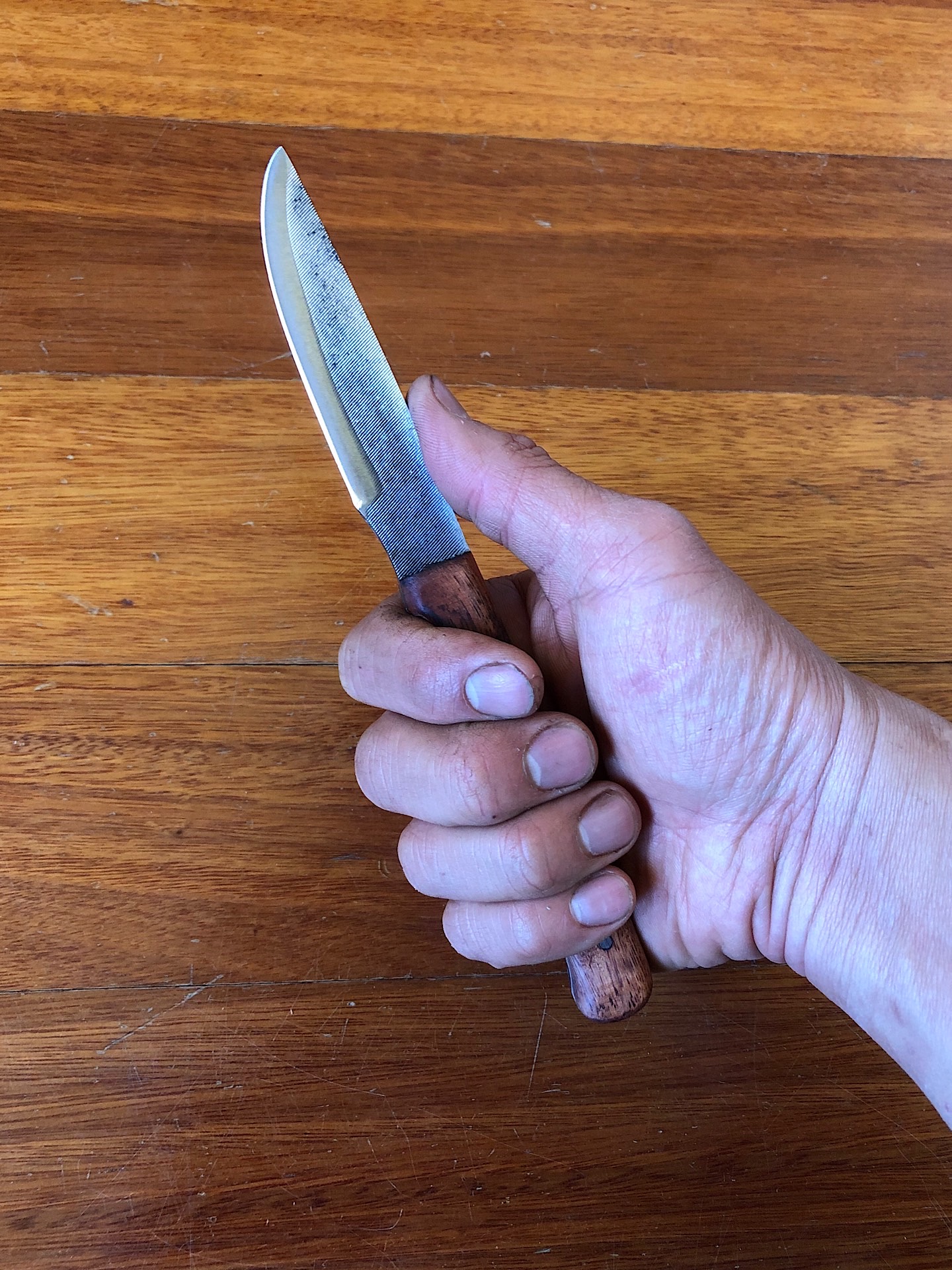 Holding my homemade knife