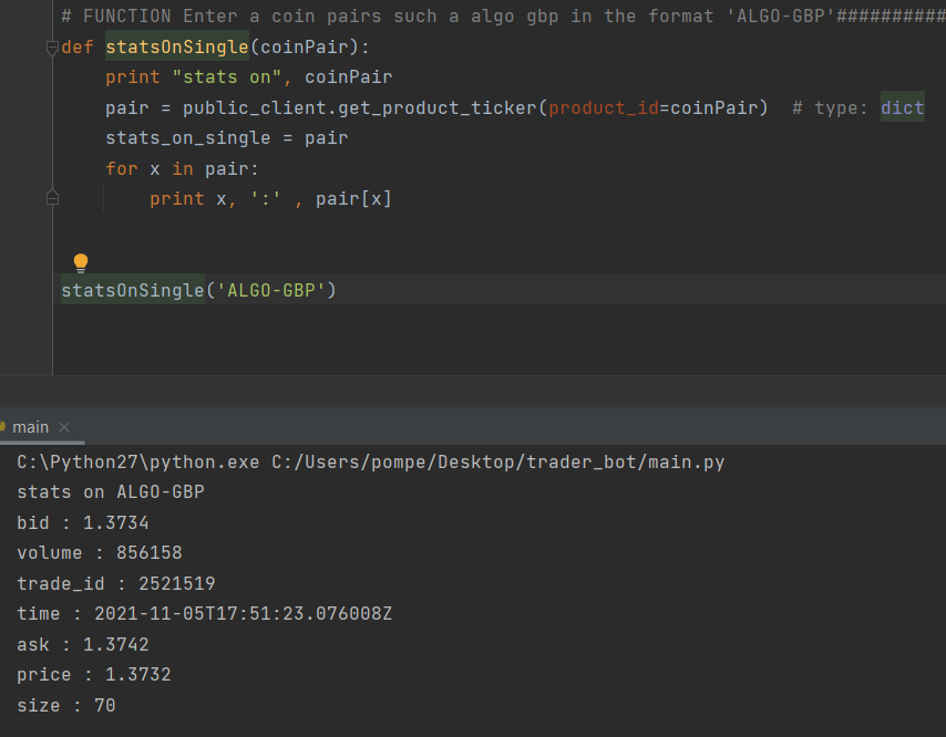  A simple function that displays the stats on a currency pair