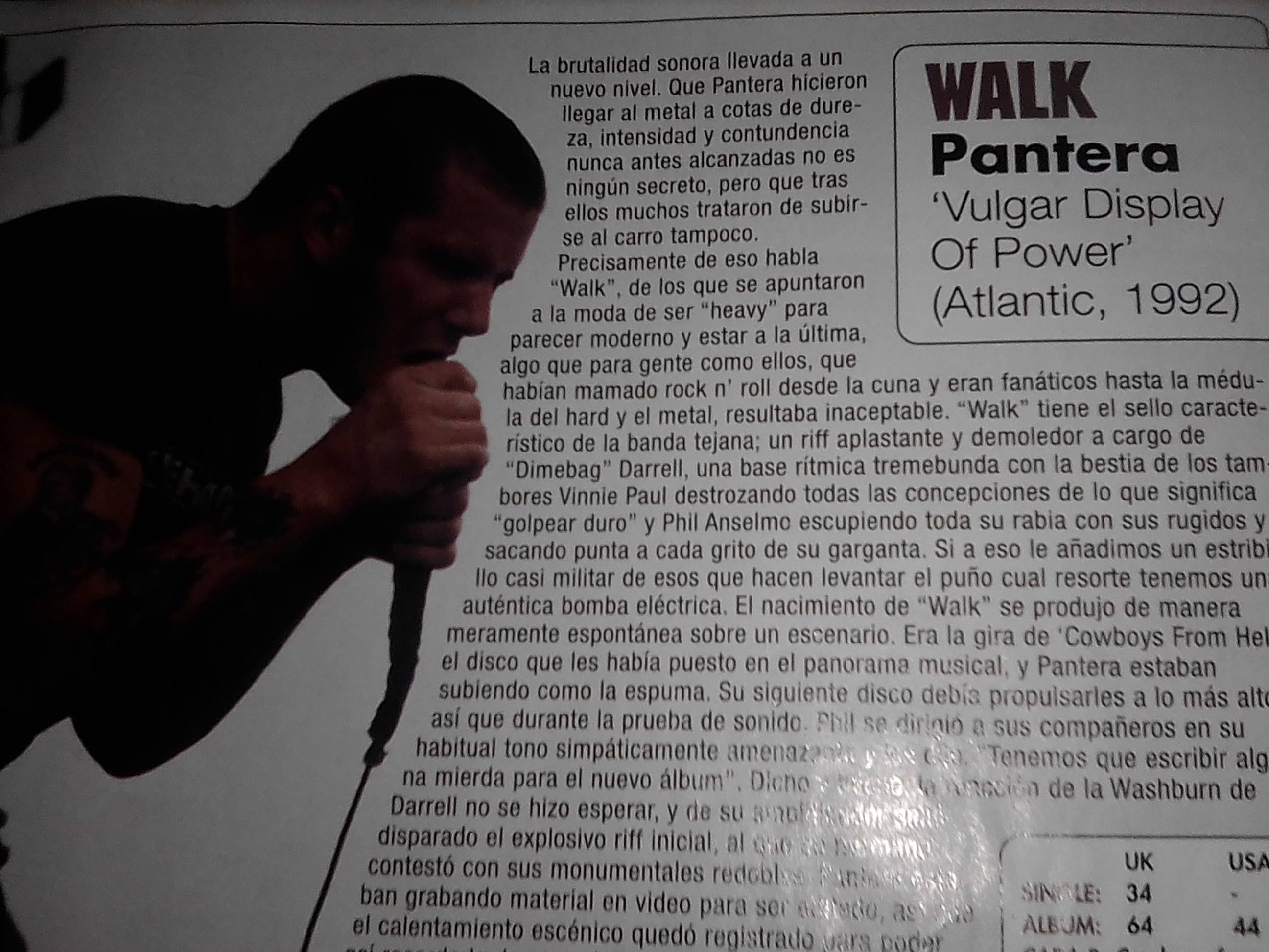 Reportaje #75 PANTERA: WALK: ALBUM: Vulgar Display Of Power (1992